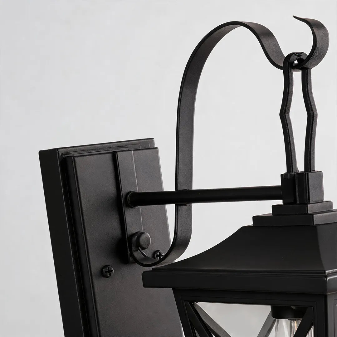 Schwarze Außenwandleuchte – Set von 2 mit halbschimmerndem Glas
