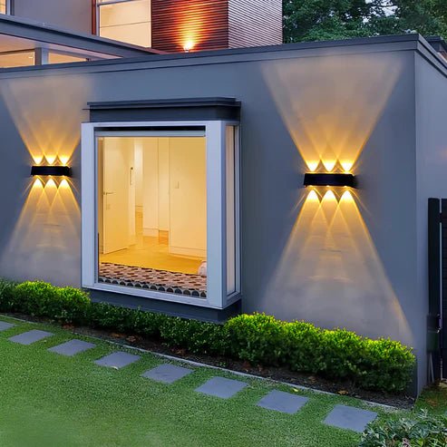 Solar Wandleuchte LED Warmweiß Außen für Fassade und Eingangsbereich IP65 Modernes Design