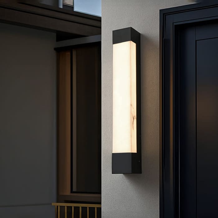 Außenwandleuchte Edelstahl | Eleganter Metallrahmen, Marmoreffekt 2