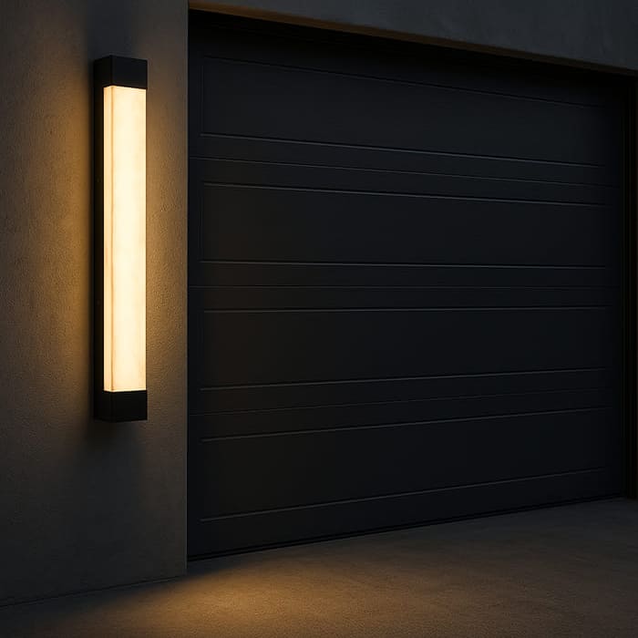 Außenwandleuchte Edelstahl | Eleganter Metallrahmen, Marmoreffekt 4