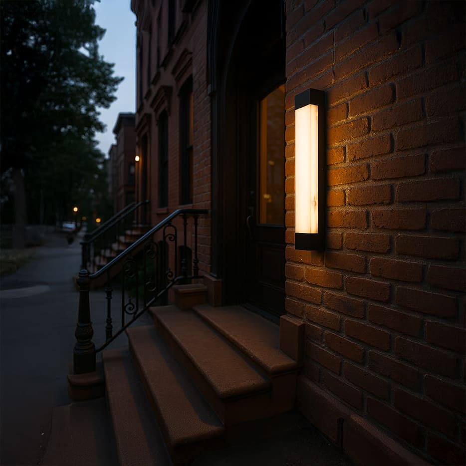 Außenwandleuchte Edelstahl | Eleganter Metallrahmen, Marmoreffekt 6