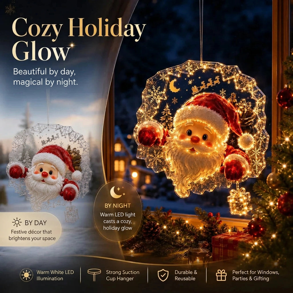 Beleuchtete Fensterdeko Weihnachten mit Saugnapf - 8 Festliche Fensterbilder für Gemütliche Atmosphäre 1
