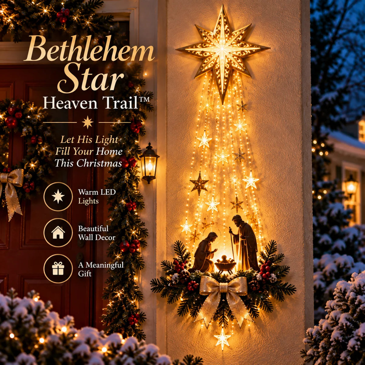 Beleuchtete Krippen-Wanddekoration Bethlehem Star of Faith™ – Festliche Wanddeko für Gemütlichkeit 0