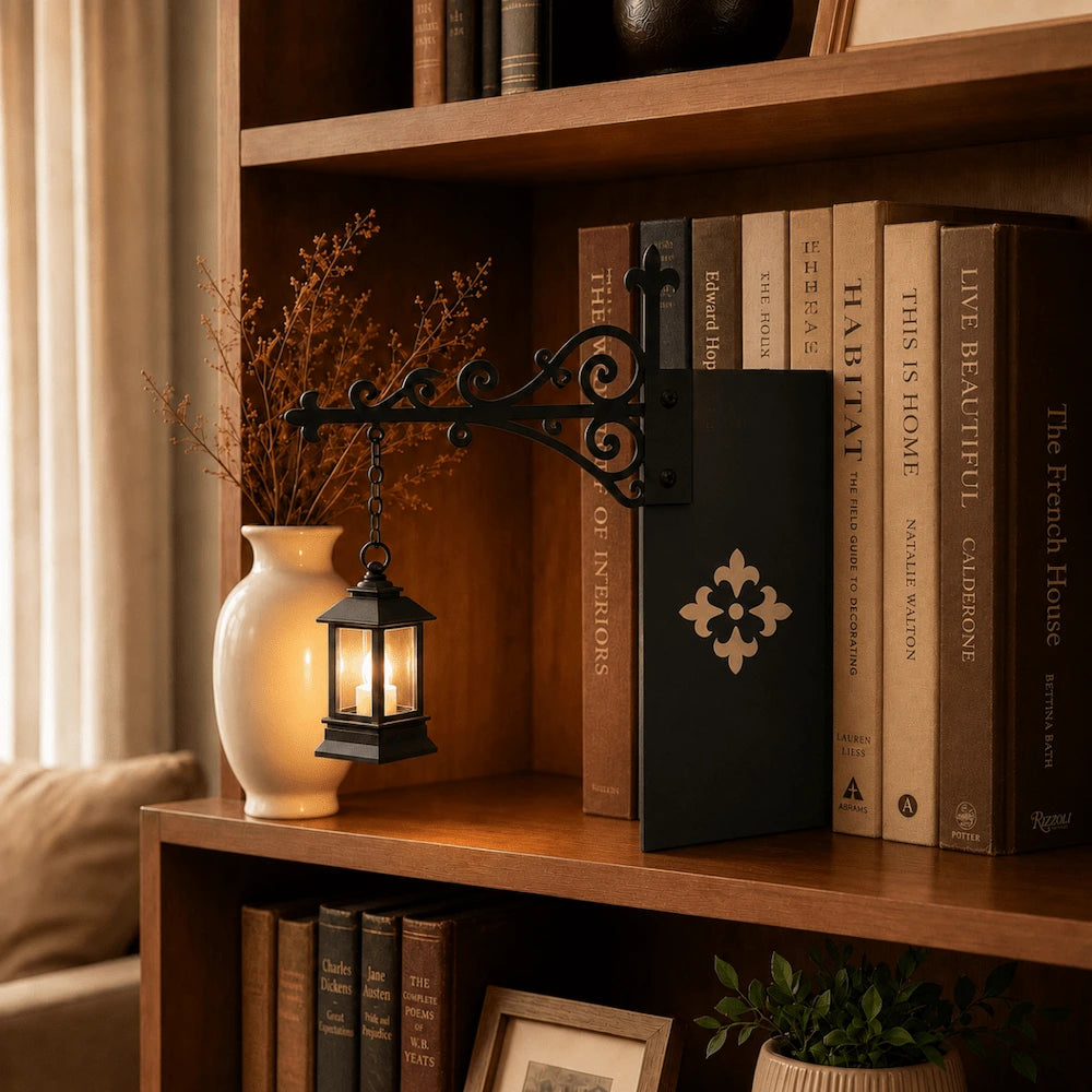 Bücherregalleuchte | Schmiedeeiserne Halterung, Miniatur-Pendelleuchte 1