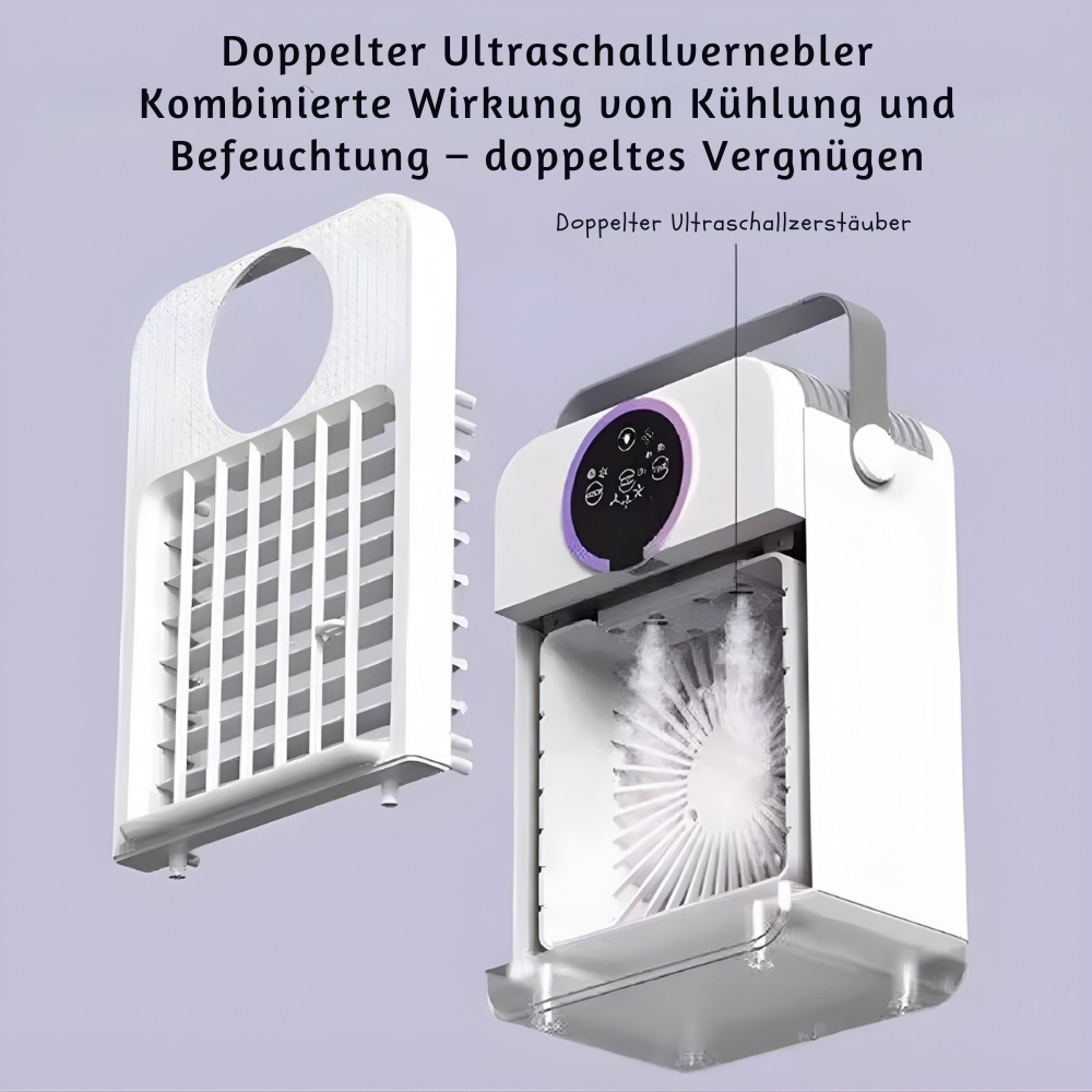 USB Tischventilator mit Nebelfunktion | Kompakt, Touch-Steuerung, 3 Geschwindigkeiten