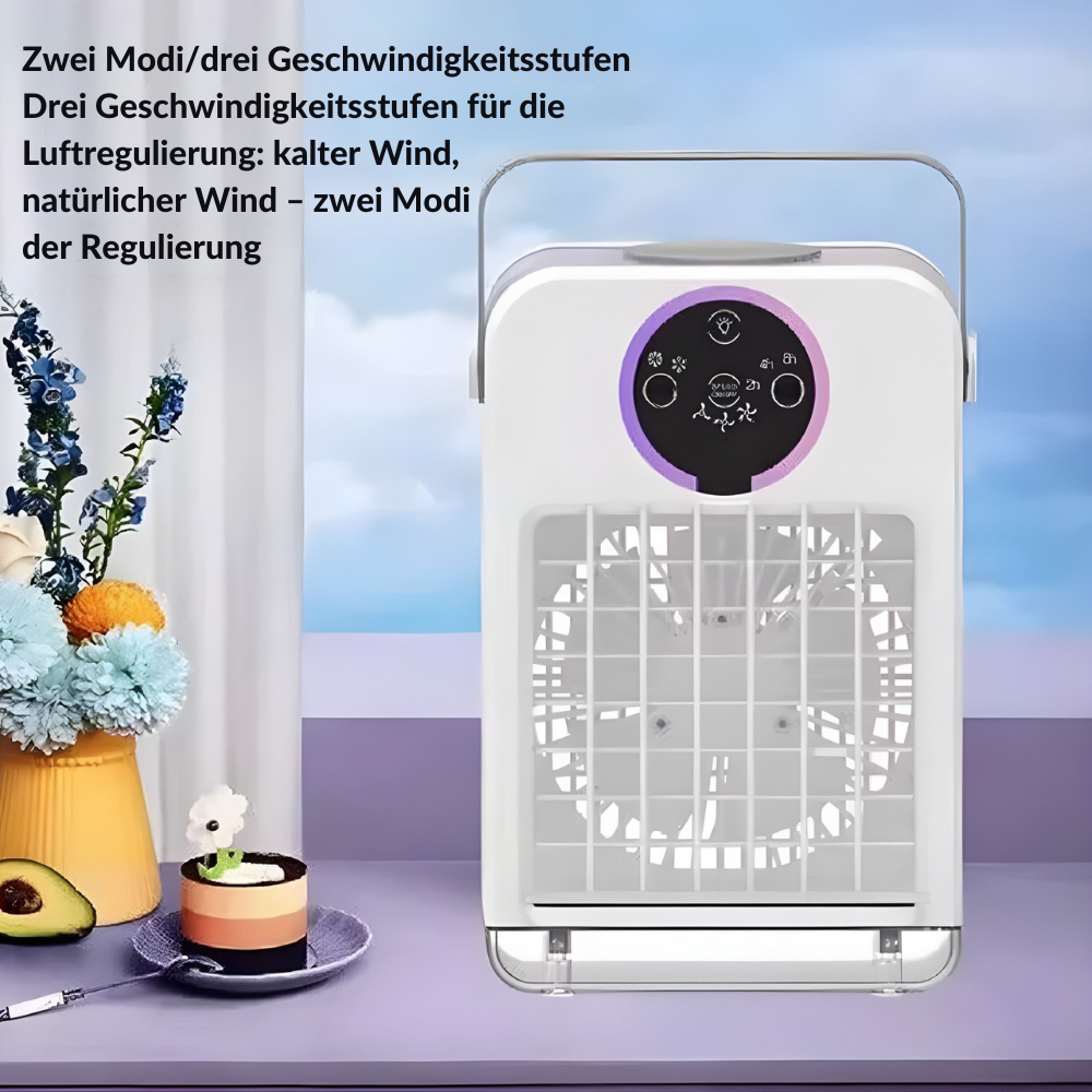 USB Tischventilator mit Nebelfunktion | Kompakt, Touch-Steuerung, 3 Geschwindigkeiten