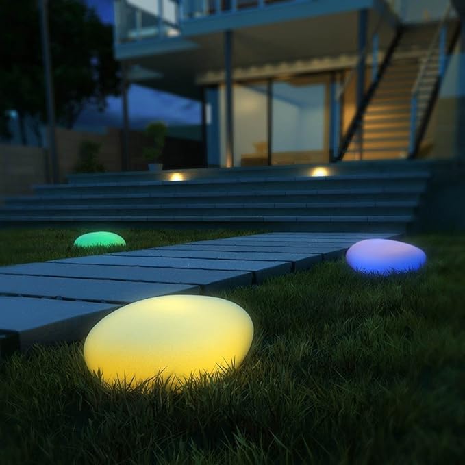 StoneGlow LED Gartenleuchte Pflasterstein-Optik Solar Grau