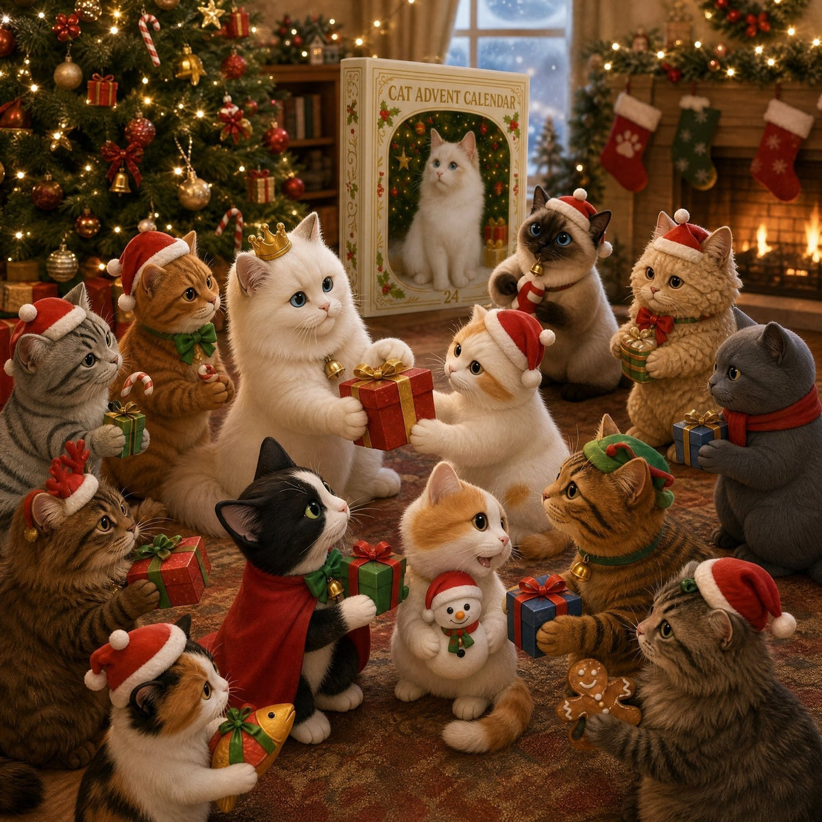 Adventskalender 2026 für Katzenliebhaber – 24 Katzenanhänger im 2D-Flachdesign