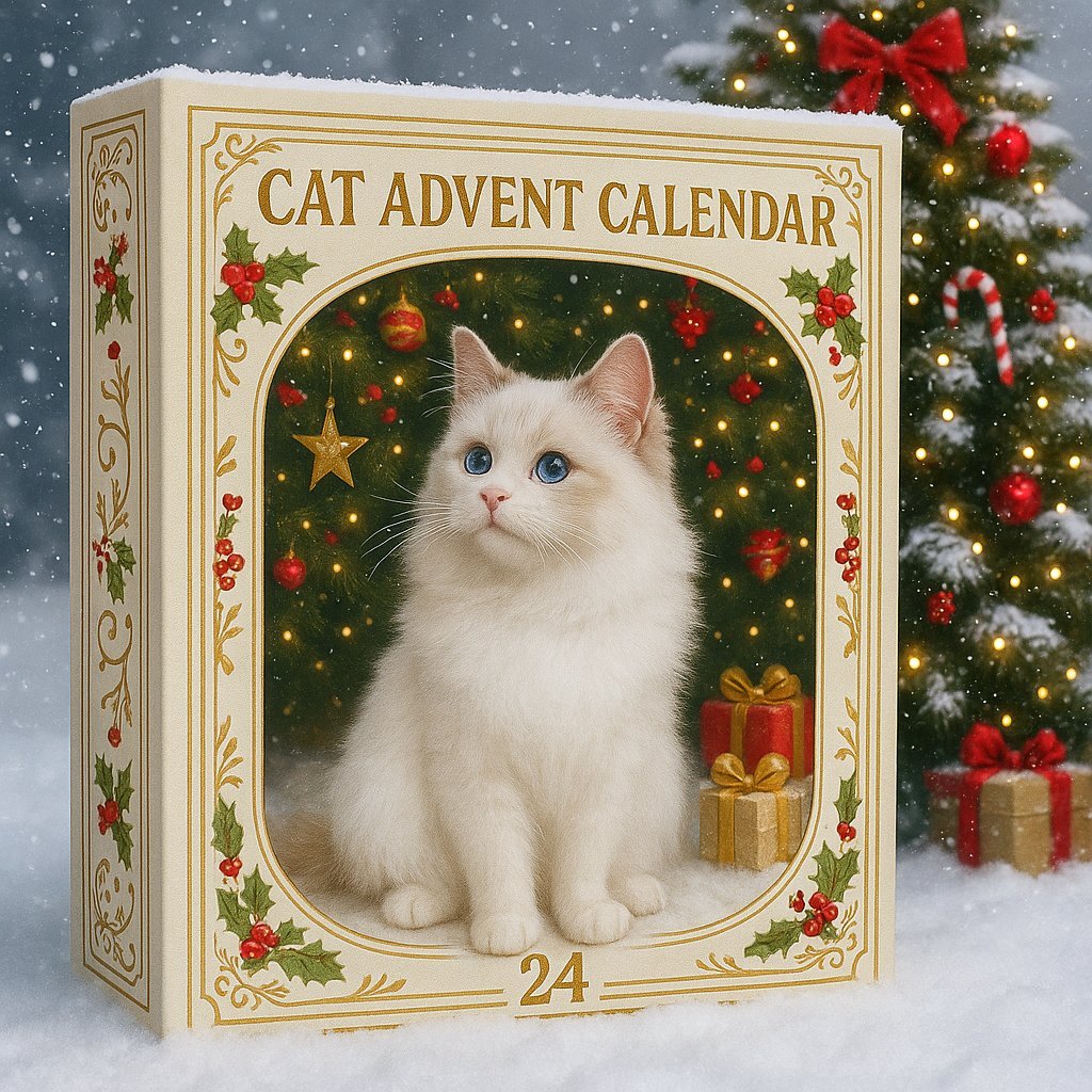 Adventskalender 2026 für Katzenliebhaber – 24 Katzenanhänger im 2D-Flachdesign