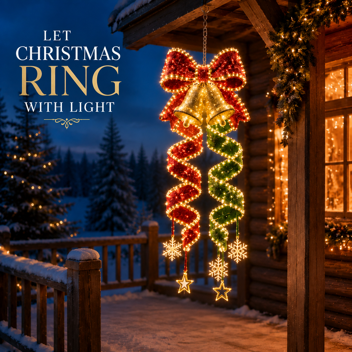 Hängende LED-Weihnachtsspirale | Leuchtdeko mit Eisbär, Stern oder Schleife