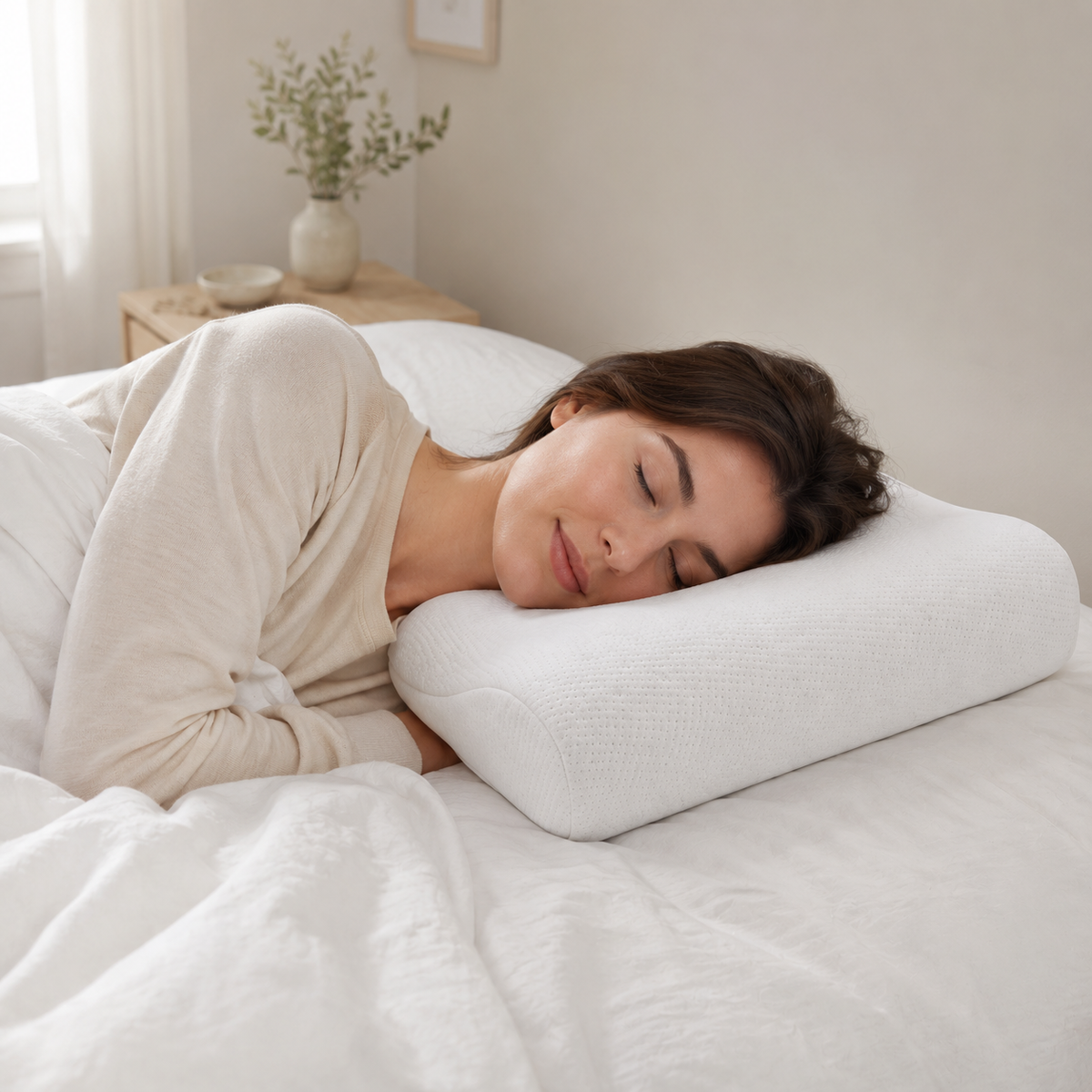 Nackenkissen aus Memory Foam mit Wellenkontur