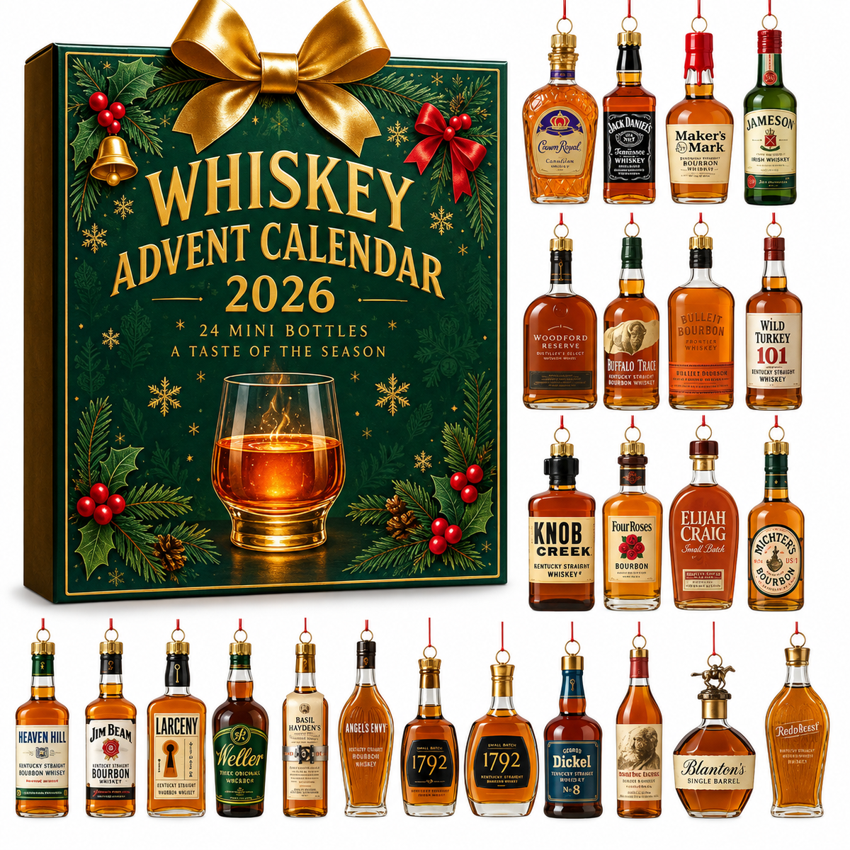Whisky Adventskalender Klassisch 2026 - 24 Elegante Mini-Flaschen