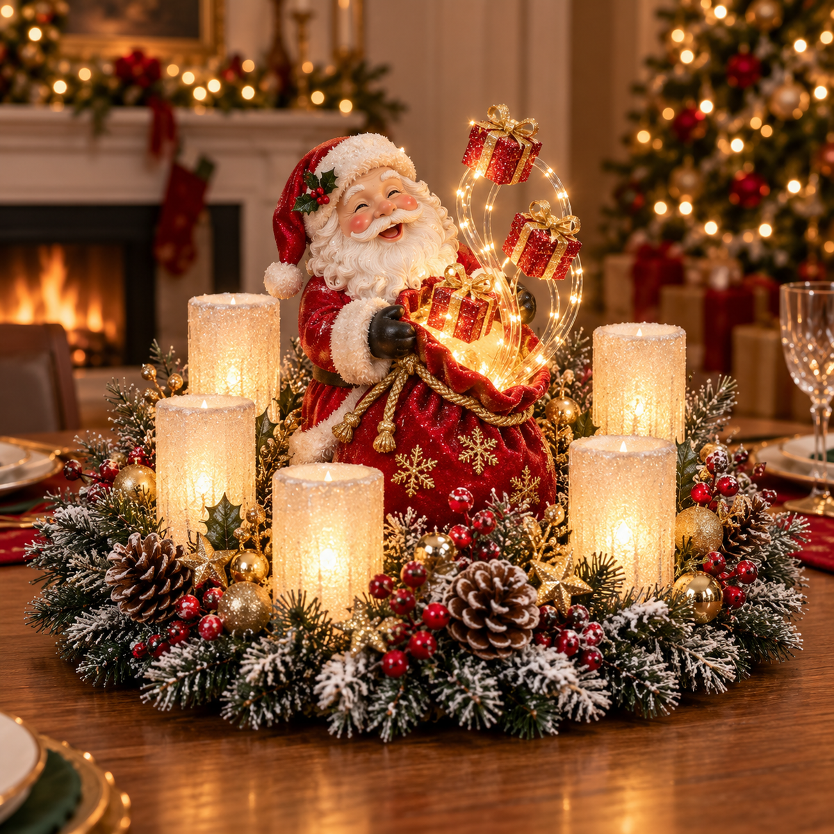 Leuchtende Weihnachtsdekoration mit Flammenloser Kerze