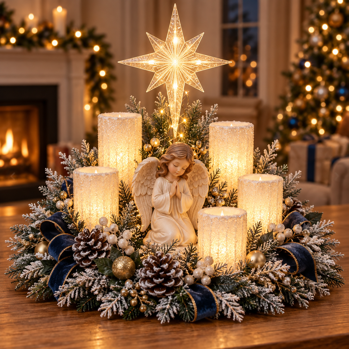 Leuchtende Weihnachtsdekoration mit Flammenloser Kerze