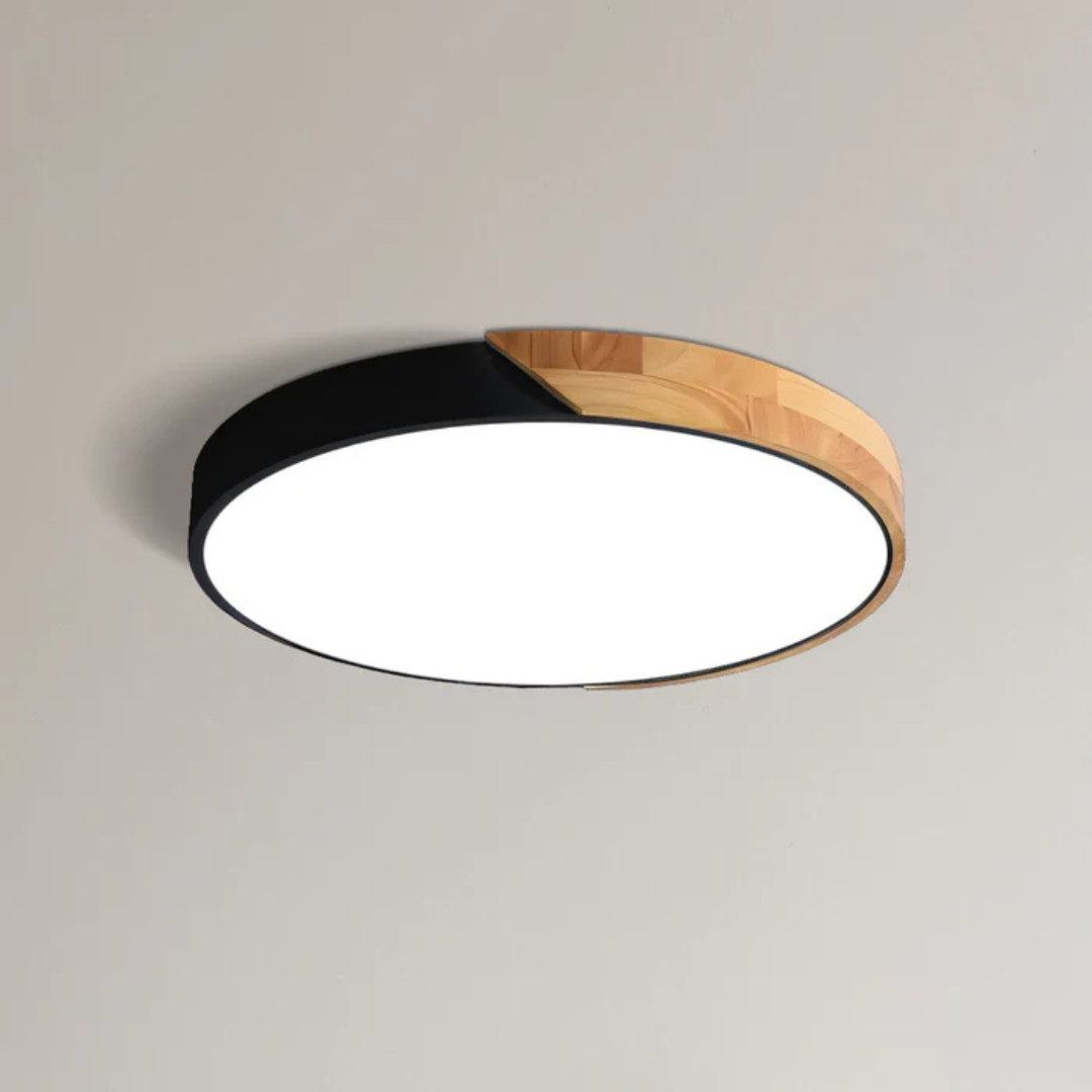 Deckenleuchte | Holzstruktur, Acryldiffusor, Integrierte LED 0