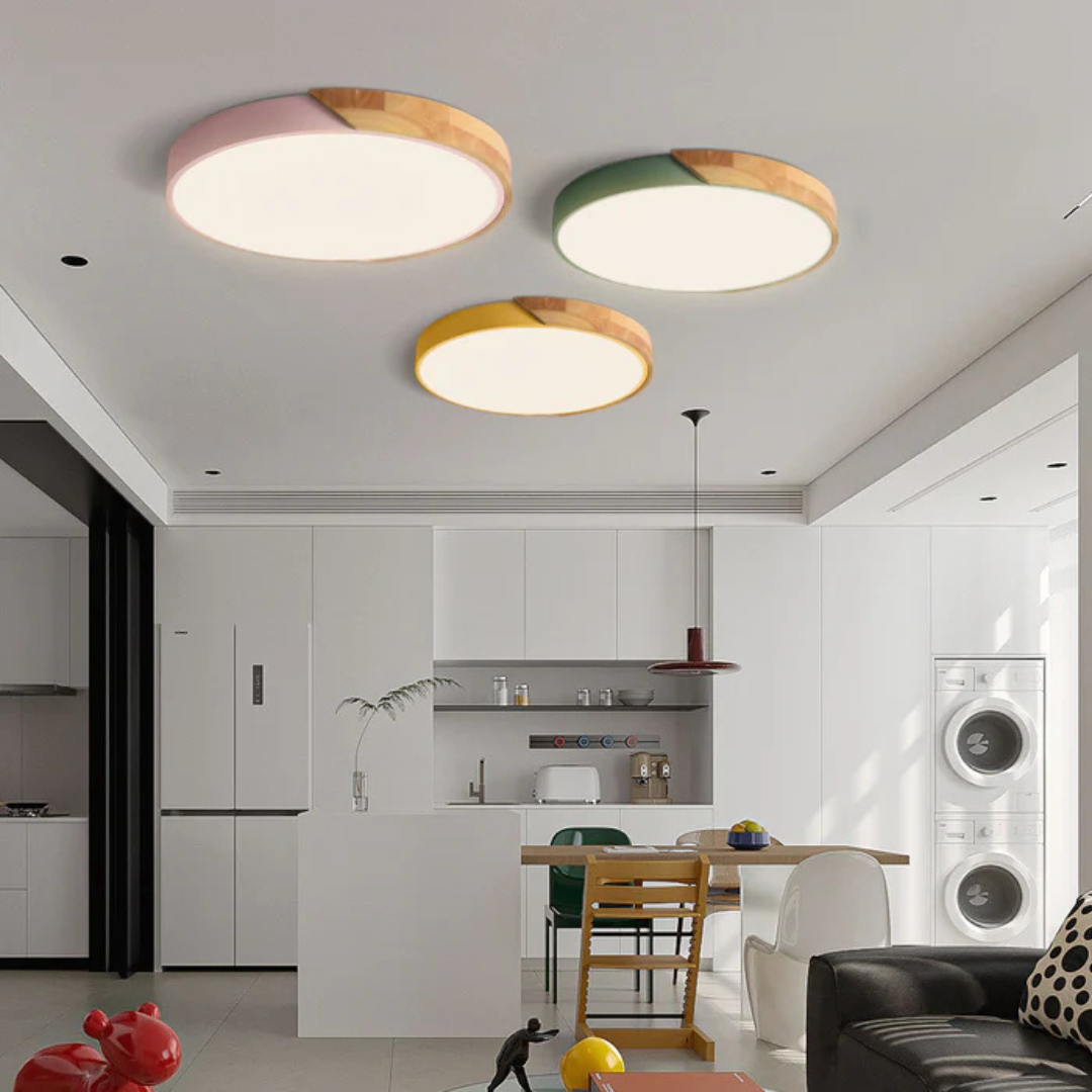 Deckenleuchte | Holzstruktur, Acryldiffusor, Integrierte LED 2