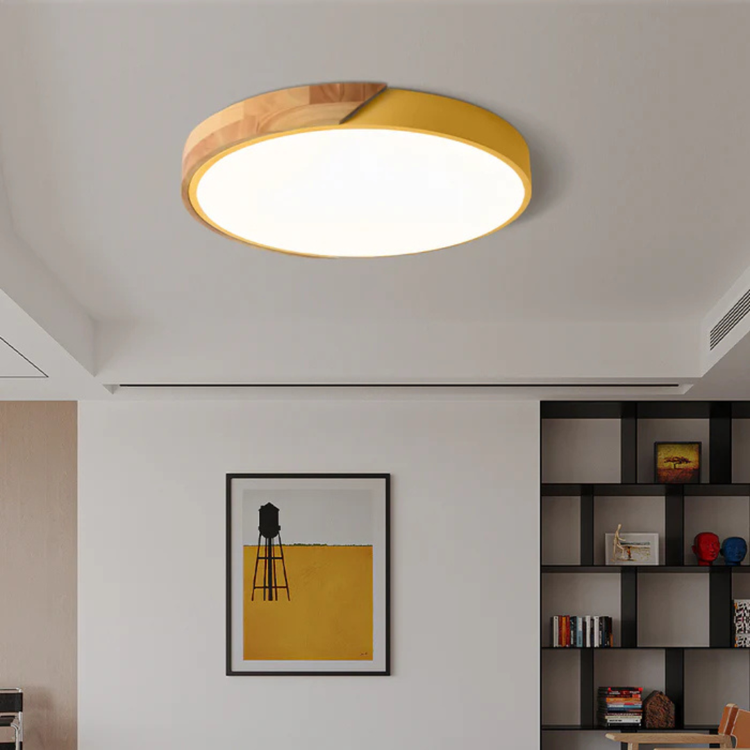 Deckenleuchte | Holzstruktur, Acryldiffusor, Integrierte LED 6