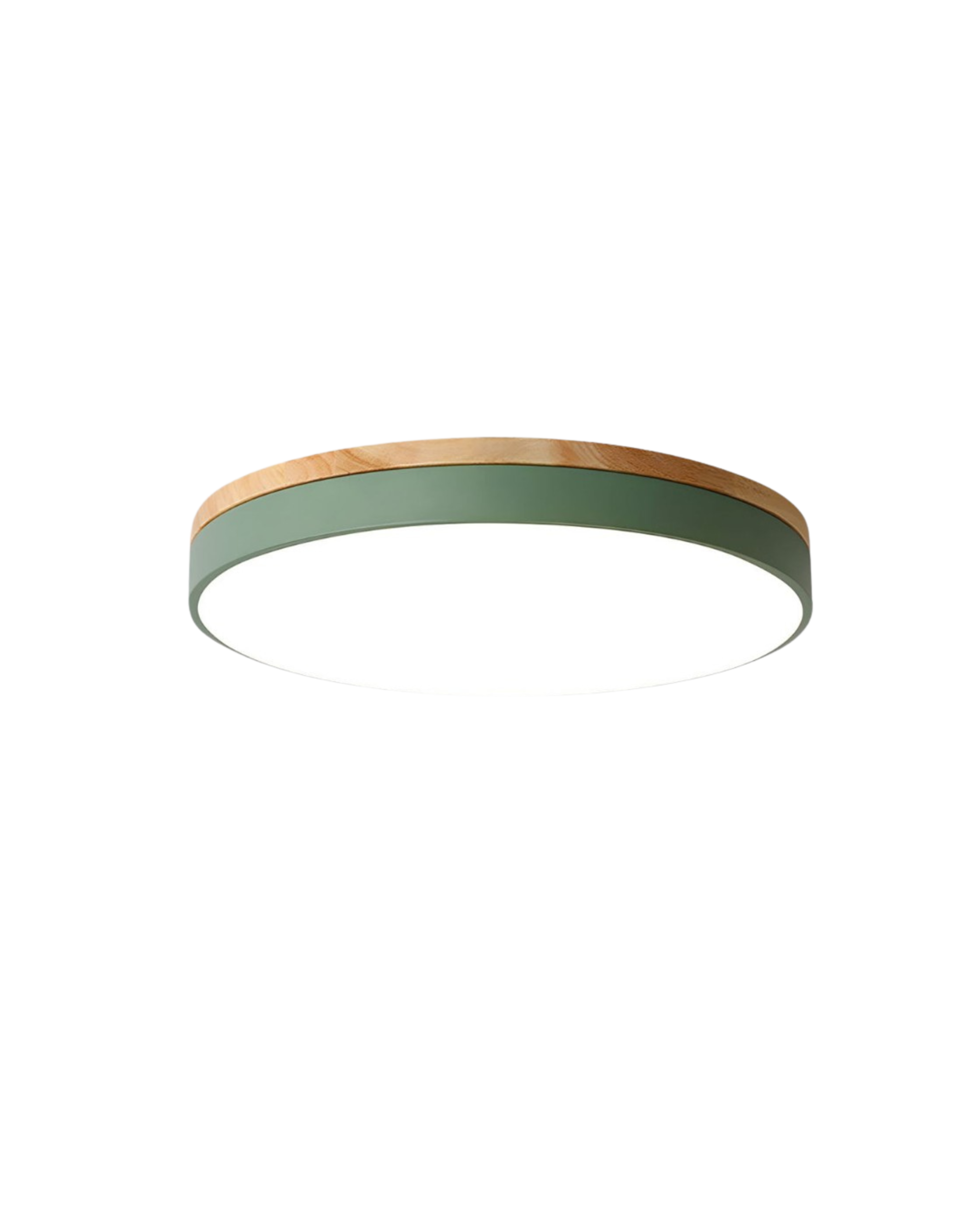 Deckenleuchte | Rundes Design, Holzakzent, Grünes Band 4
