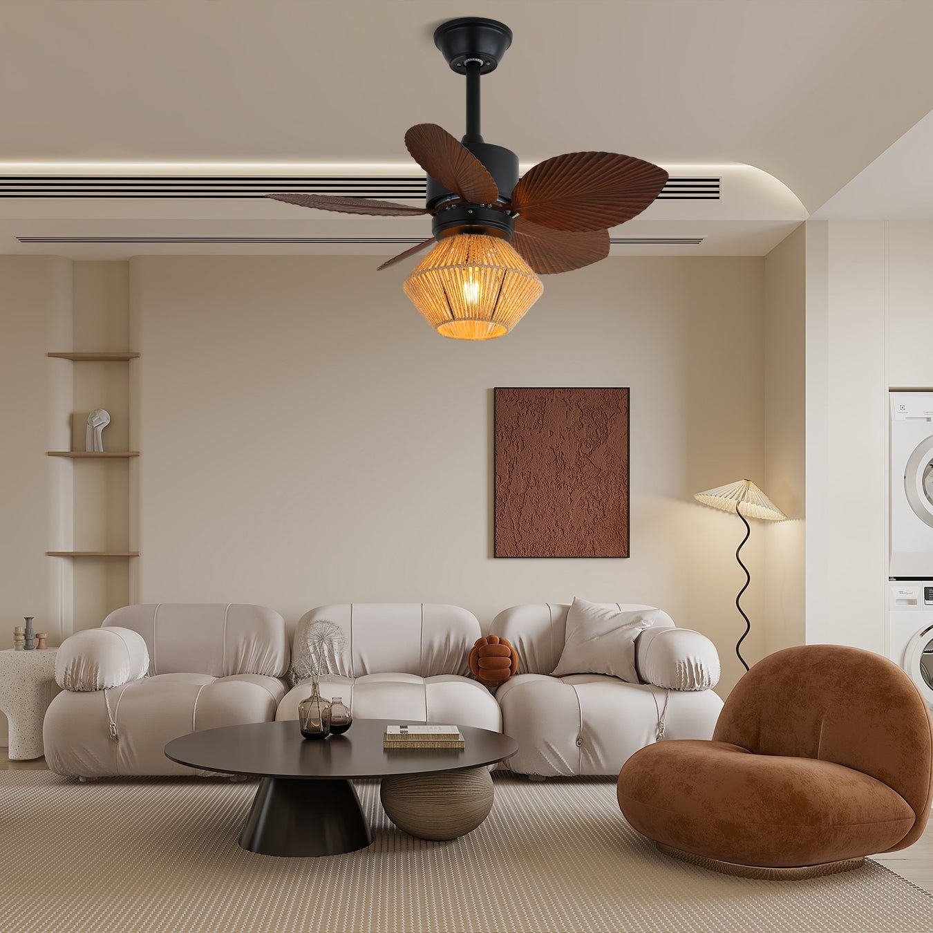 Deckenventilator | Tropisches Rattan, Leise mit Fernbedienung 2