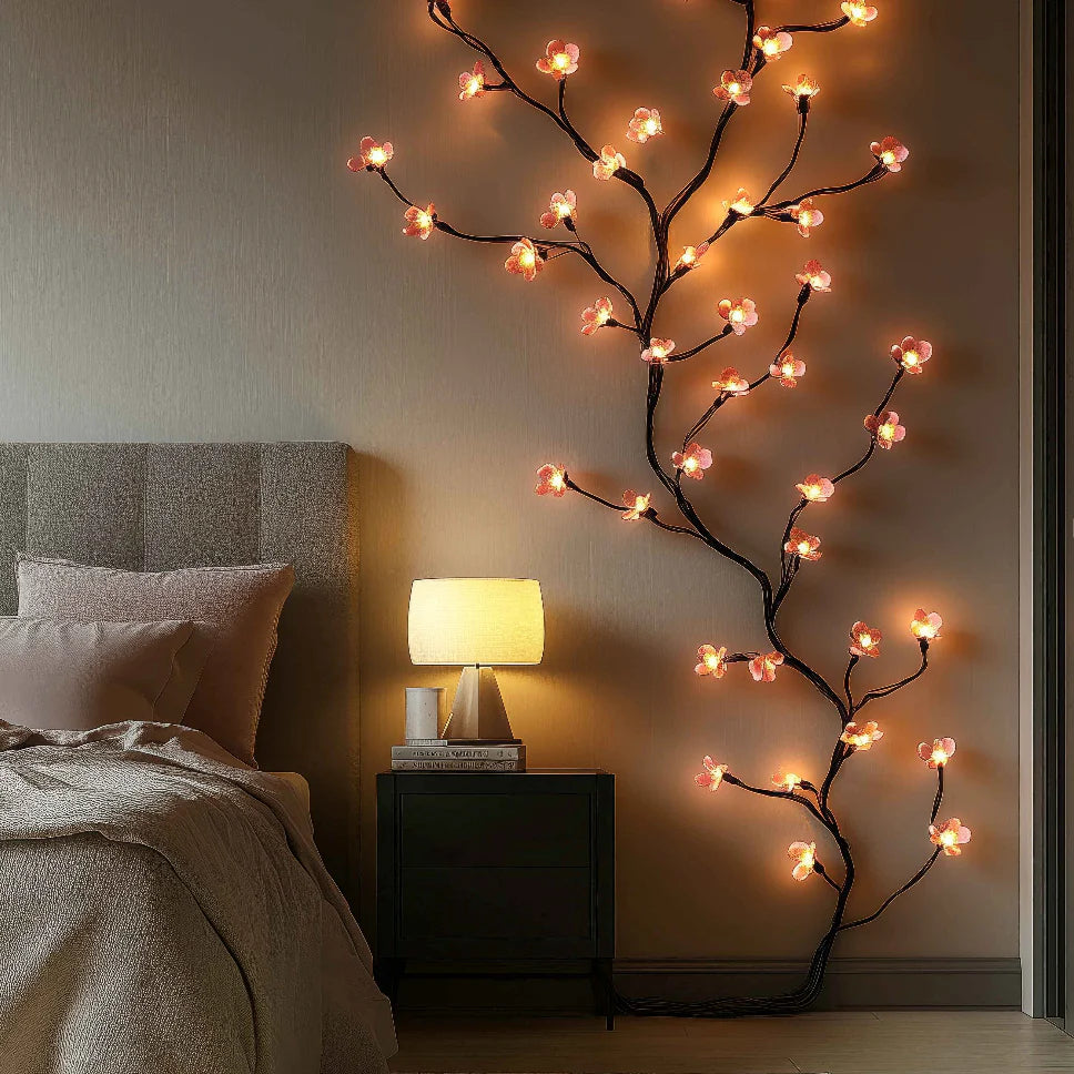 SakuraGlow Wandleuchte Floral LED Warmlicht Gold für Flur