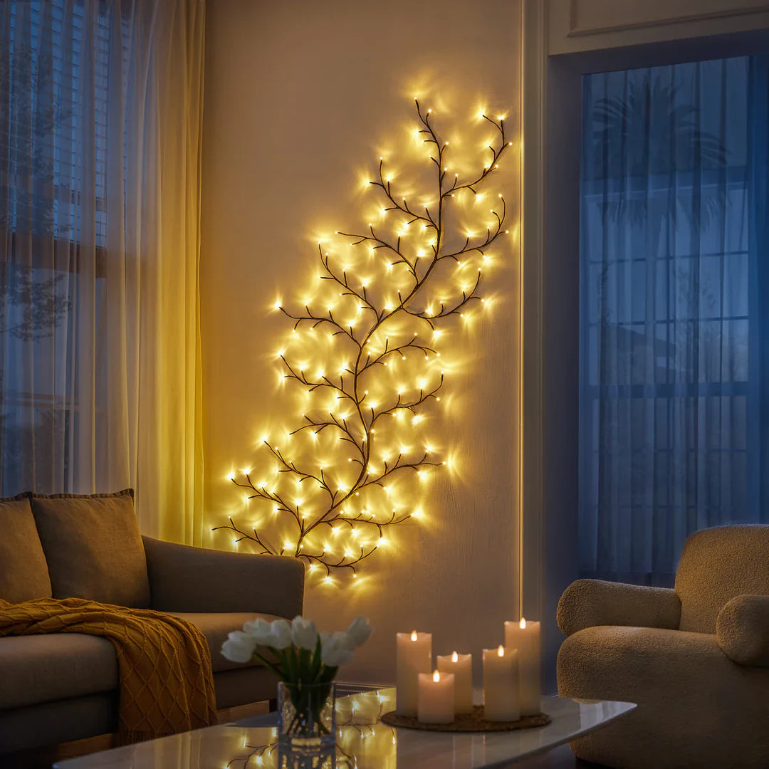 SakuraGlow Wandleuchte Floral LED Warmlicht Gold für Flur