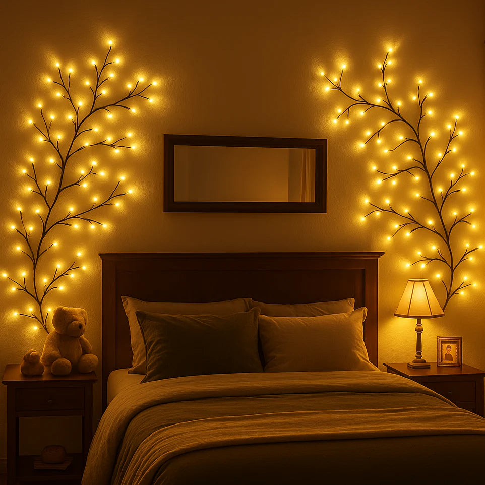 SakuraGlow Wandleuchte Floral LED Warmlicht Gold für Flur