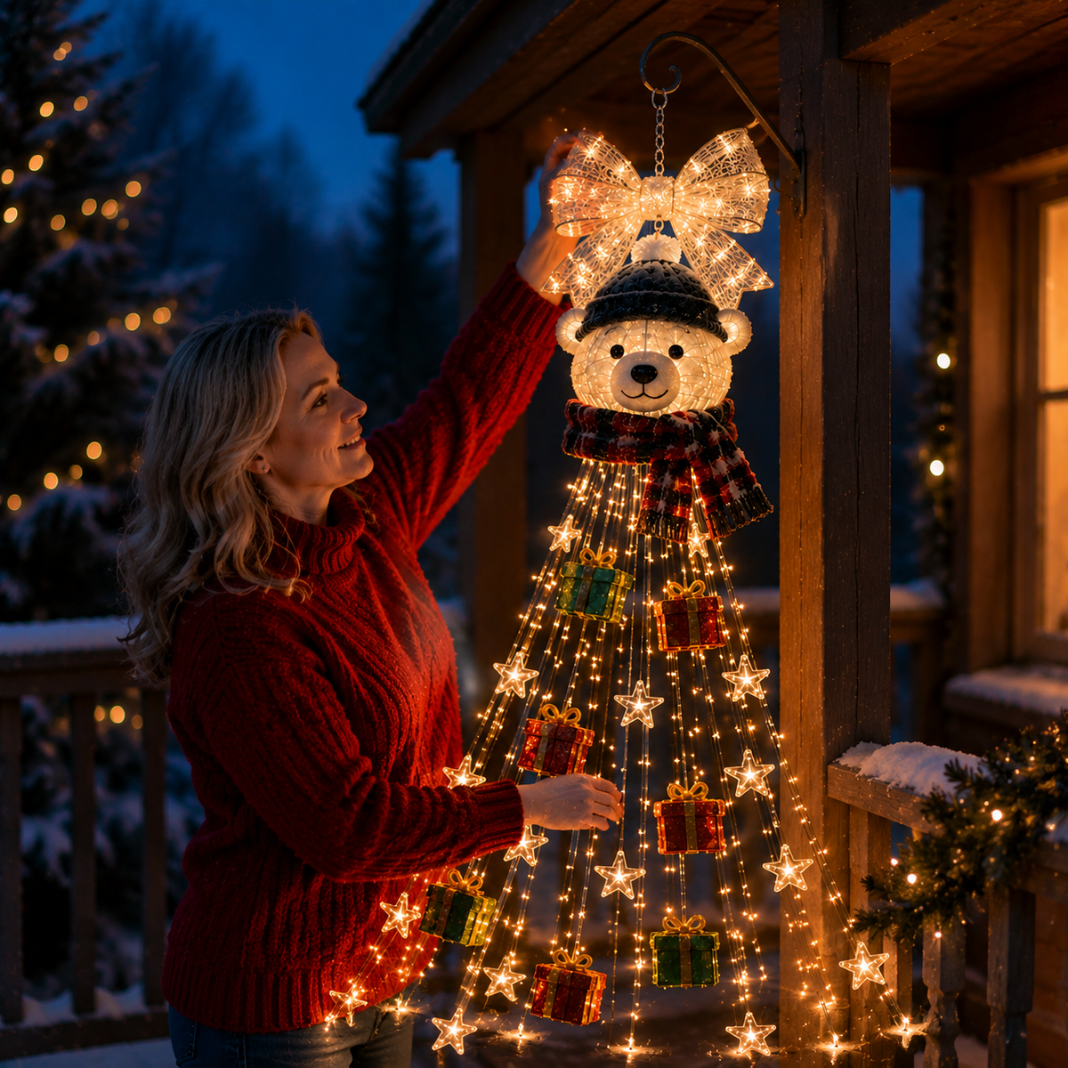 Weihnachtslicht Eisbär mit Sternen