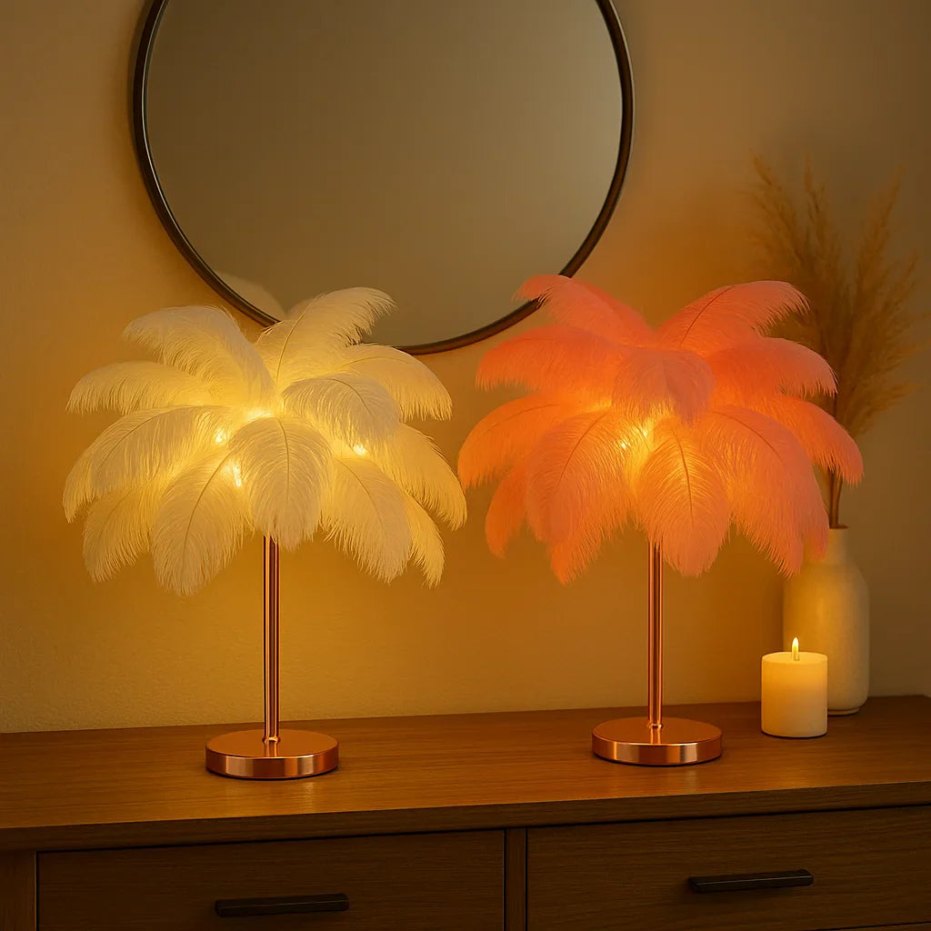 FeatherGlow Ethereal – LED Deko-Lampe sanftes Licht, Weiß, Wohnzimmer