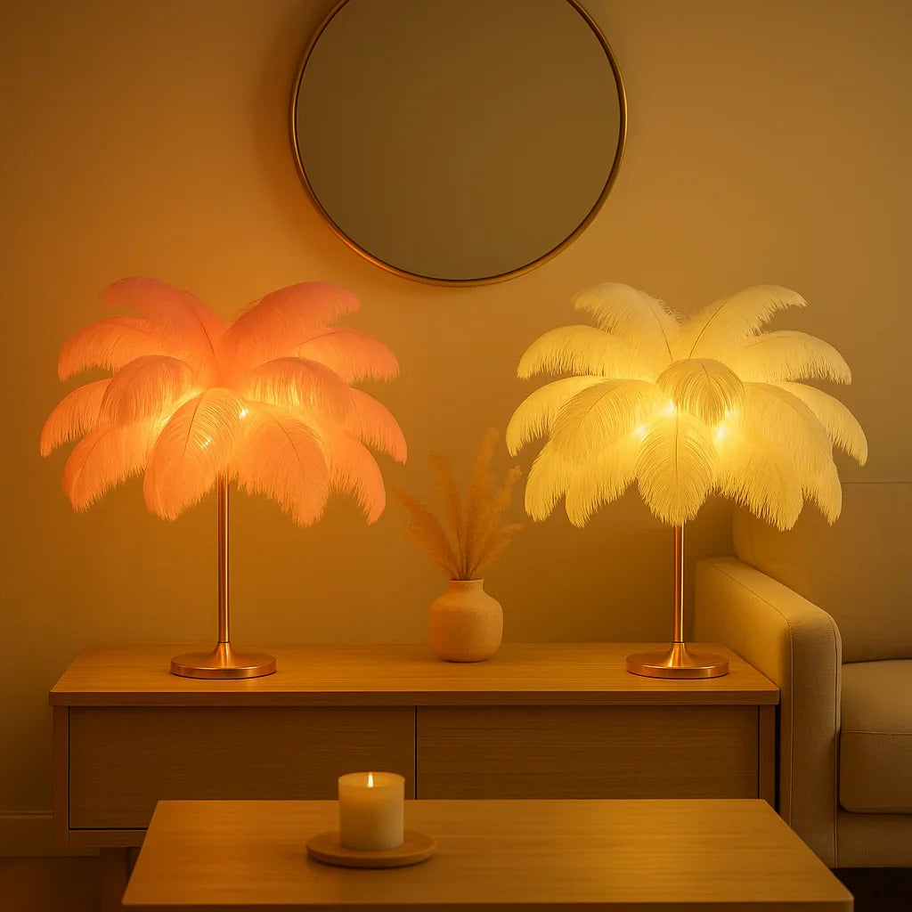 FeatherGlow Ethereal – LED Deko-Lampe sanftes Licht, Weiß, Wohnzimmer