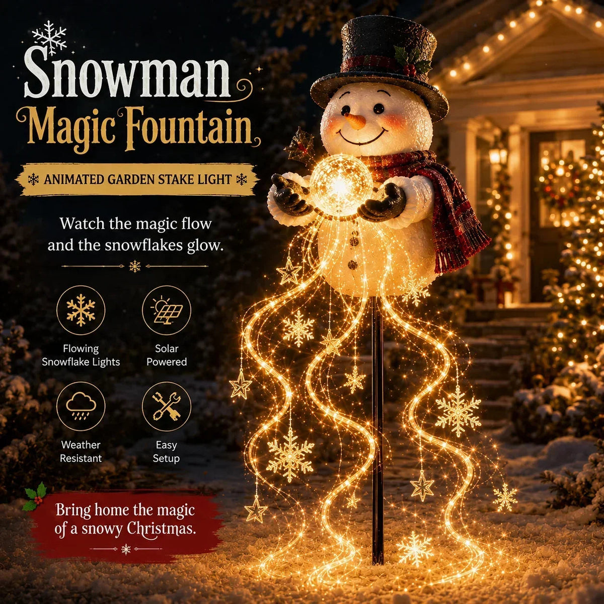 Weihnachtlicher Goldener Lichtbrunnen – Innen- und Außendekoration
