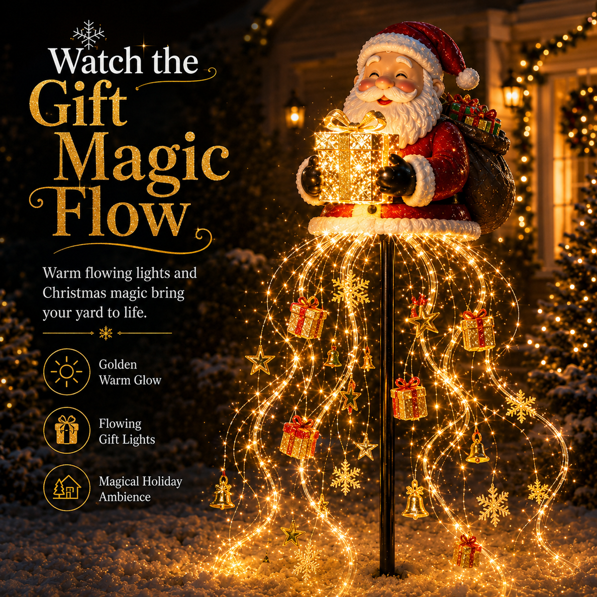 Weihnachtlicher Goldener Lichtbrunnen – Innen- und Außendekoration