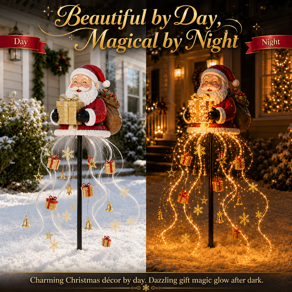 Weihnachtlicher Goldener Lichtbrunnen – Innen- und Außendekoration