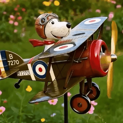 Garten Windspiel | Rotierender Propeller, Vintage Doppeldecker 1