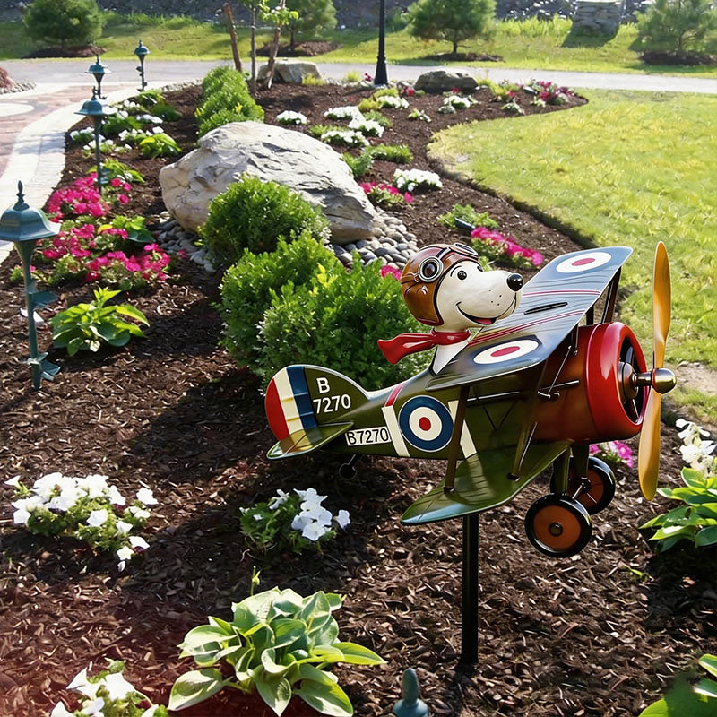 Garten Windspiel | Rotierender Propeller, Vintage Doppeldecker 5