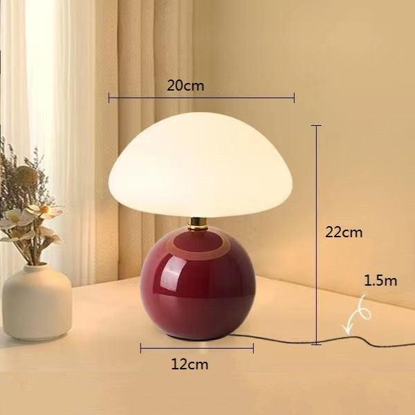 CrèmeLumi Pilzlampe Retro Tischlampe LED Cremeweiß für Schlafzimmer