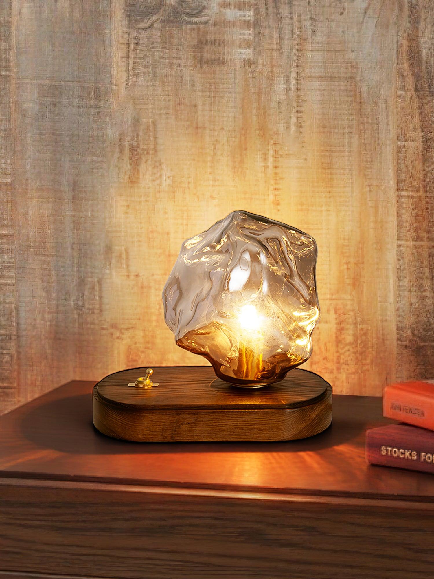 FrostGlow Vintage Glas-Tischlampe – Warmlicht Weiß fürs Wohnzimmer