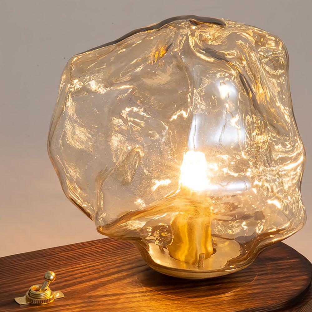 FrostGlow Vintage Glas-Tischlampe – Warmlicht Weiß fürs Wohnzimmer