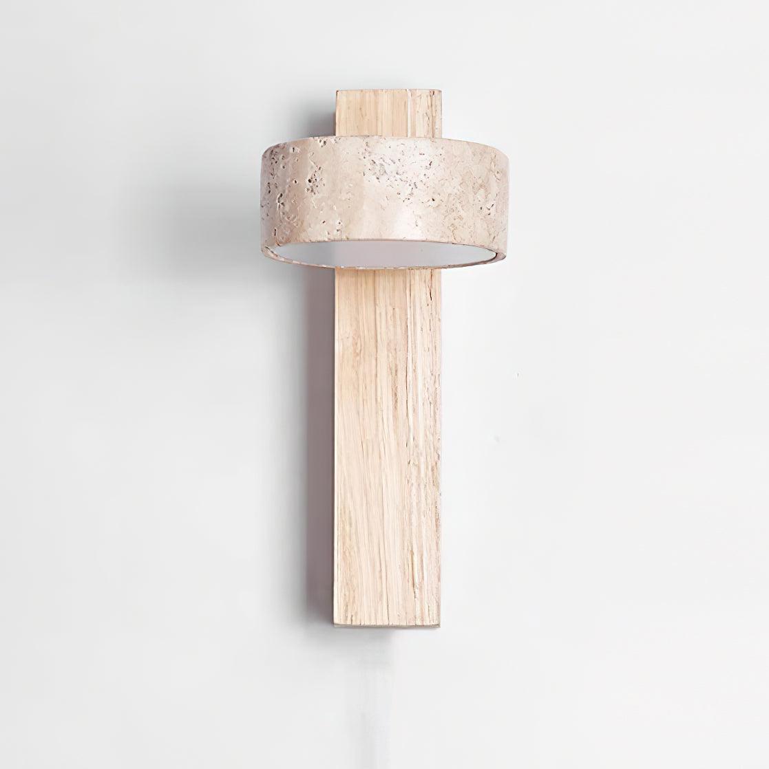 Wandleuchte aus Travertin und Holz
