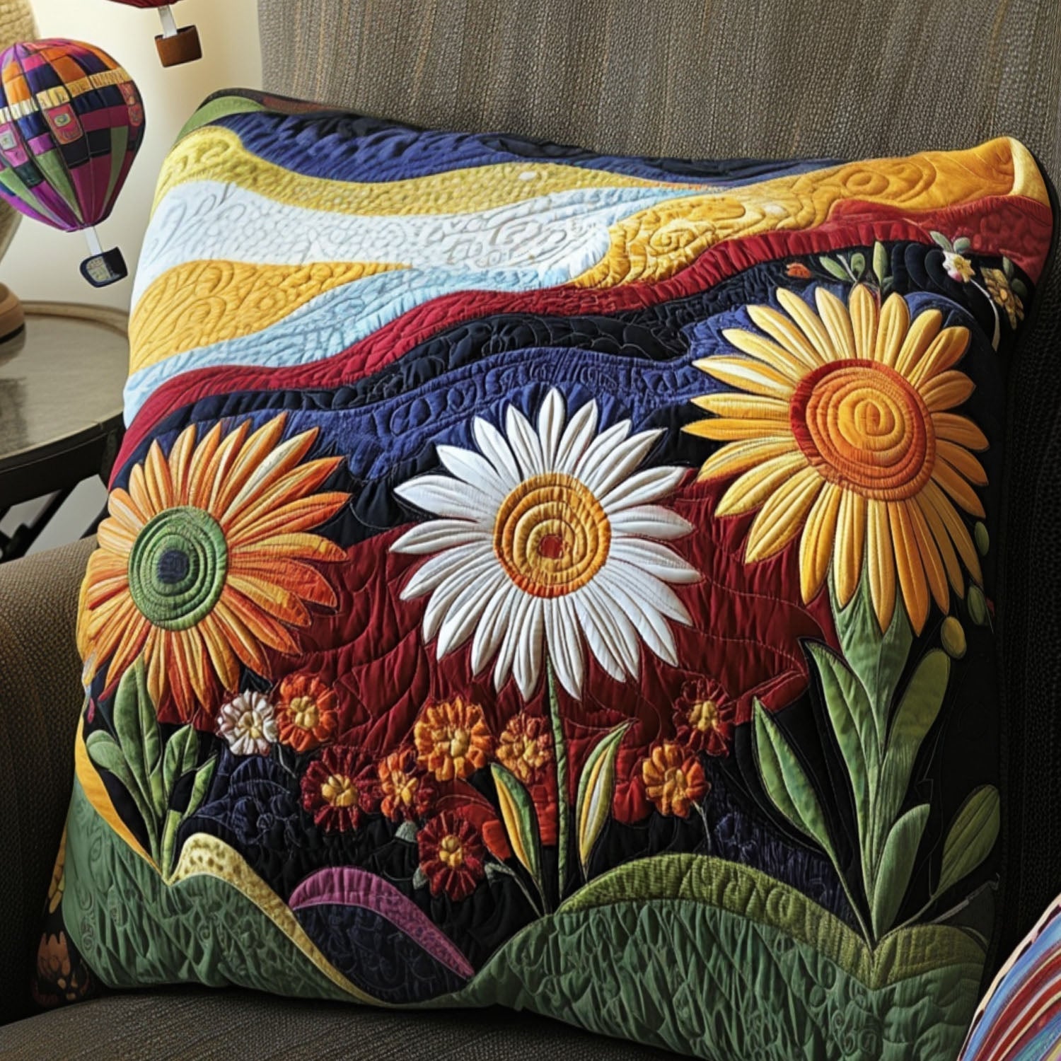 Kissenbezug 40x40 | Handgefertigt, Sonnenblumen-Motiv 0