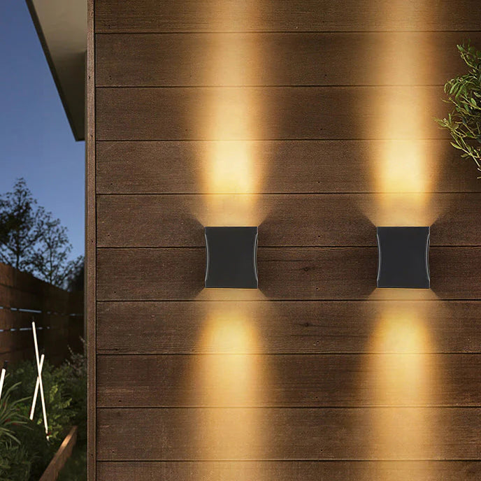 LED Outdoor Wall Light Warm White Square Modern for Facade and Entrance Area IP65 Black