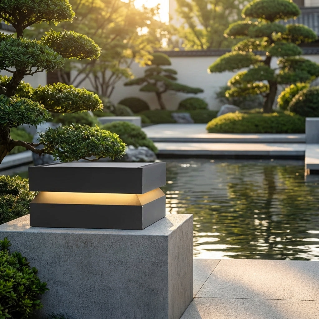 LED Säulenleuchte Außen Warmweiß IP65 aus Edelstahl Modern für Einfahrt und Garten Quadratisch