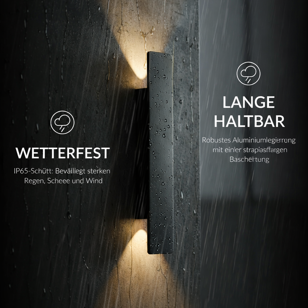 LED Wandleuchte Warmweiß Außen IP65 Up Down Licht aus Aluminium Modern für Fassade und Terrasse
