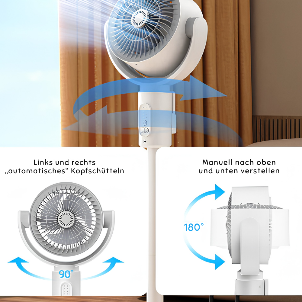 Leiser Standventilator 10W – Fernbedienung – 5 Stufen – Höhenverstellbar – Ideal für Büro