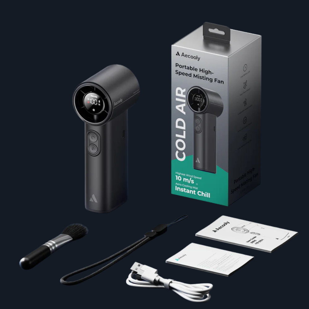 Portable Ventilator 4500mAh – 5 Geschwindigkeiten – Leise 51dB – Bis 25h Laufzeit – Kompakte Größe