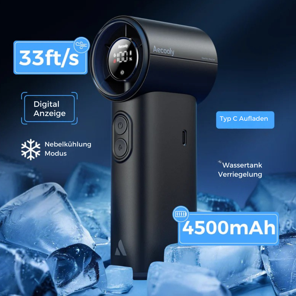 Portable Ventilator 4500mAh – 5 Geschwindigkeiten – Leise 51dB – Bis 25h Laufzeit – Kompakte Größe