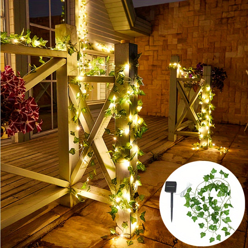 Lichterkette Outdoor | Efeublatt-Design, Solarbetrieben, 7 Meter Länge 0