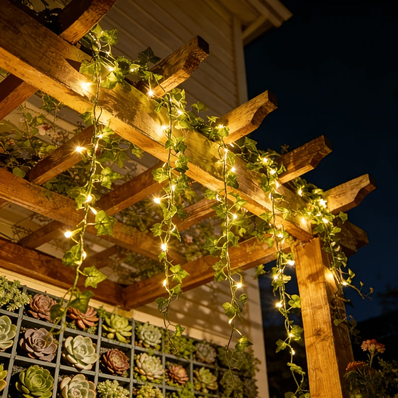 Lichterkette Outdoor | Efeublatt-Design, Solarbetrieben, 7 Meter Länge 6