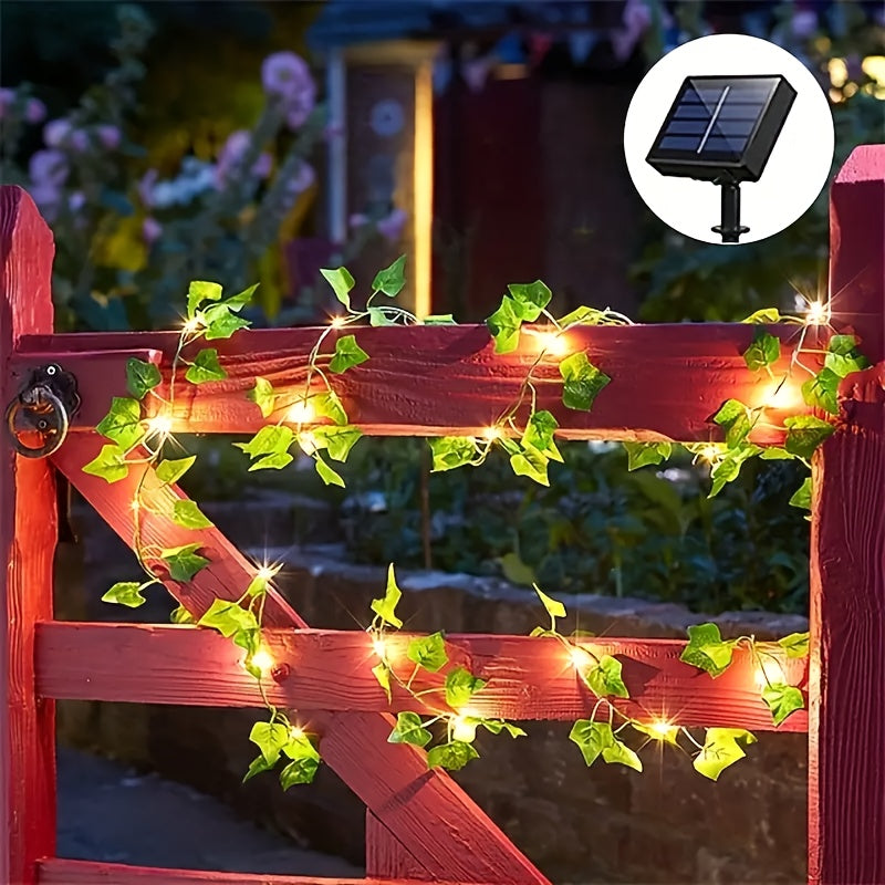 Lichterkette Outdoor | Efeublatt-Design, Solarbetrieben, 7 Meter Länge 7
