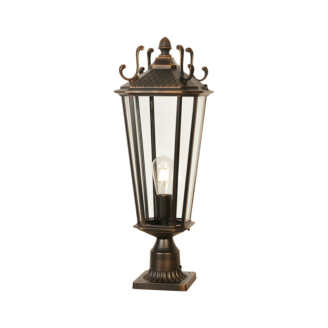 Europäisches Vintage-Außenleuchten – Set von 2 in Schwarz und Gold aus Aluminium mit halbtransparentem Glas