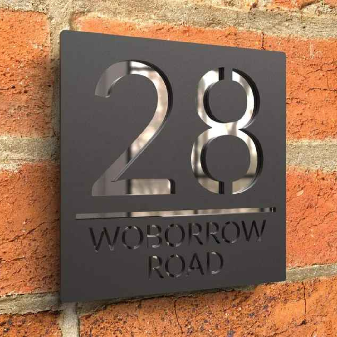 3D Spiegel-Hausnummer, Modern, LED-Effekt, Silber, für Terrasse